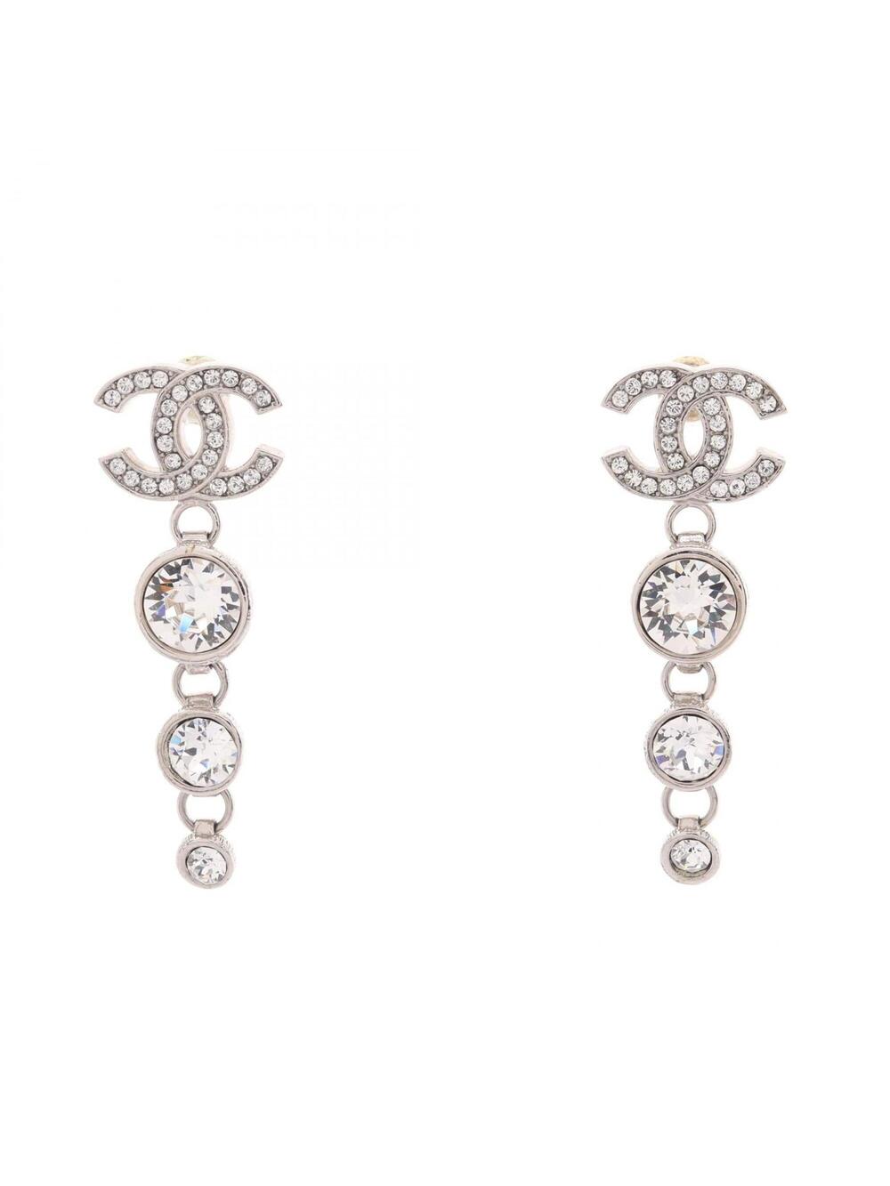 Chanel Cc Logo Earrings Silver-Tone #357760C12B
